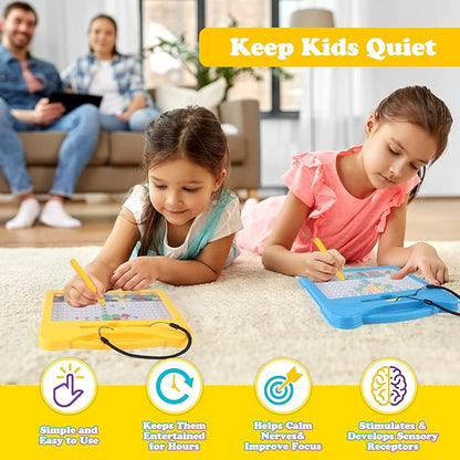Magnetic Drawing Board for Kids, Toddler Magnet Doodle Board with 2 Pens, Magnetic Dot Art, Fine Motor Skills Toys, Airplane Travel Essentials Toys for Boys Girls (Yellow Cat)
