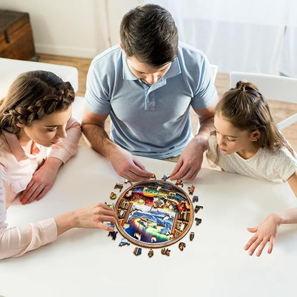 Wooden Puzzles for Adults, Warm Cats and Books Jigsaw Puzzles, Unique Shaped Wooden Puzzle for Adults and Kids, Birthday Gift Family Game.(11.4X 11.4 in 200pcs)