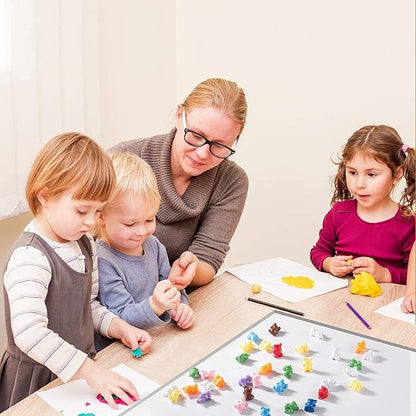 XINHUIDALSQ Rainbow Counting Bears Set of 60, 6 Colors Sorting Teddy Plastic Bears Math Manipulatives for Toddlers, 1 Inch Bear Conters Ages 3+ Kids