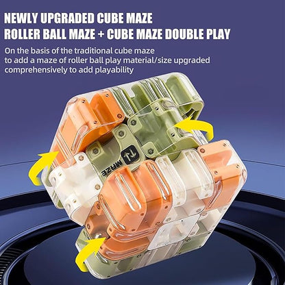 Large 3D Labyrinth Cube Puzzle, 3D Magic Cube Maze Ball Puzzle, Magic Cube Ball Dual-Use, Improve Spatial Recognition and Cultivate Logical Thinking for Adults Teens (Grey)