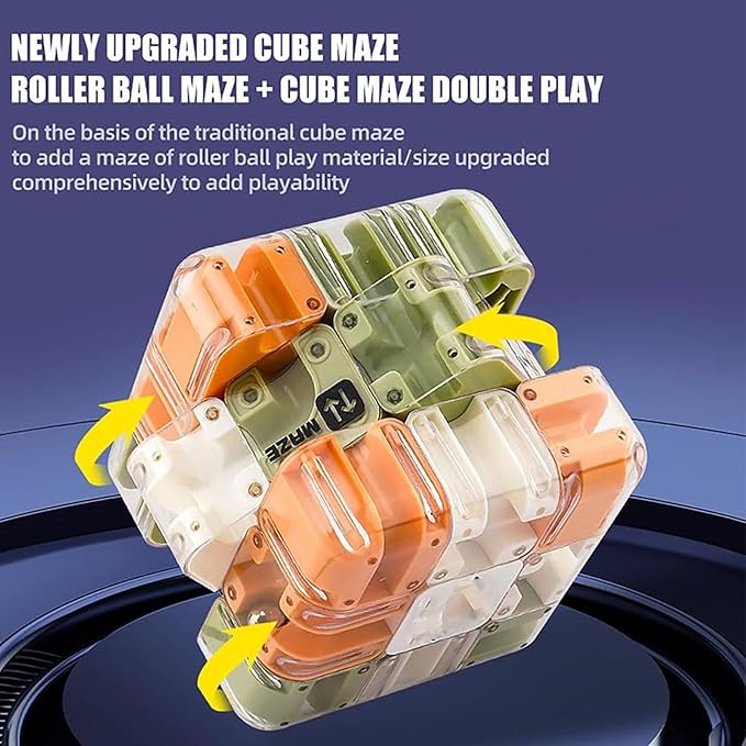 Large 3D Labyrinth Cube Puzzle, 3D Magic Cube Maze Ball Puzzle, Magic Cube Ball Dual-Use, Improve Spatial Recognition and Cultivate Logical Thinking for Adults Teens (Orange)