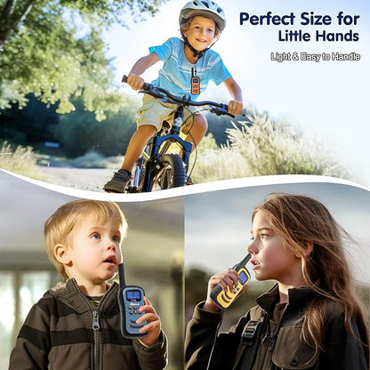 QUOLIX Walkie Talkies for Kids 3 Pack, Rechargeable Kids Walkie Talkies Toy for 3-12 YrO Boys, Long Range Walkie Talkie with 22 Channels & Flashlight Birthday Gifts for Kid‘s Outdoor Adventure