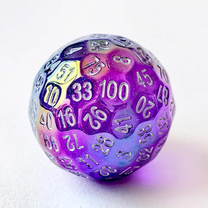 Bescon Dazzling Purple 100 Sided Dice, Game Dice D100, Polyhedral Solid 100 Sides Dice 45MM in Diameter (1.8inch)