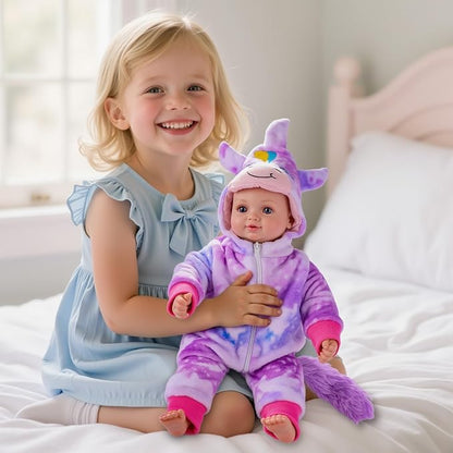 BABESIDE Baby Doll Girl - 15-Inch Realistic Baby Doll with Blue Eyes, Soft Body in Unicorn Outfit Life Like Baby Dolls That Look Real for 3 4 5 6 7 8 9 Years Girl, Birthday Gift and Pretend Play