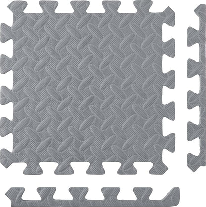 Shihanee 16 Pcs Foam Floor Baby Tiles 11.81 x 11.81 inches Foam Floor Mats Play Mats Bulk with Borders Interlocking for Kids Baby Playroom Nursery Gym（Gray）