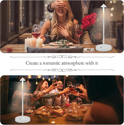 Portable LED Cordless Table Lamps 2 Pack, 5500mAh Rechargeable Battery Operated Restaurant Table Lamp, 3 Colors Mode Stepless Dimming Night Light for in/Outdoor