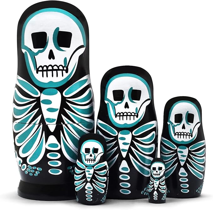 Nesting Dolls Wooden Russian Skull Matryoshka Dolls Gift for Halloween Toddler Kids Boys Girls Toys for Children Christmas Birthday