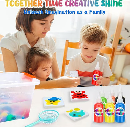 Magic Water Elf Toy Kit– 20 Magic Gels (2 Glow-in-The-Dark) & 18 Sea Creature Molds, DIY Aqua Fairy Water Gel Crafts Toy, Make Water Pets & Squishy Figures, Fun Birthday Gift for Kids Ages 3+
