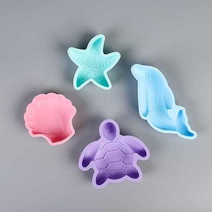 BLUE GINKGO Silicone Beach Toys - Modern Travel Friendly Set | Bucket, Shovel, 4 Sand Molds, Beach Bag | Sand Toys for Toddlers, Kids - Pink