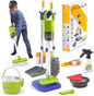Toddler Cleaning Set, Kids Cleaning Toy Set with 2 in 1 Kids Vacuum That Really Works, Mop, Broom, 14Pcs Pretend Play Home Cleaning Playset for Toddler Ages 3+, Birthday Gift for Girls Boys (Blue)