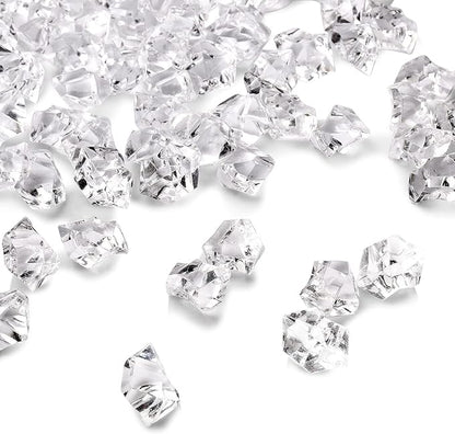 TeeLiy 150 PCS Acrylic Clear Crushed Ice Rock Crystals Treasure Gem Plastic Fake Ice for Vase Fillers Decoration, Table Scatters, Event, Wedding, Arts & Crafts, Home Birthday Decoration