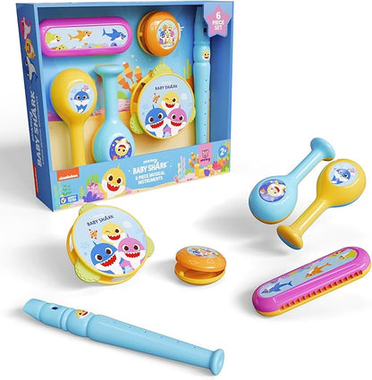 Lollipop Little Tikes Musical Instruments Set - Flute, Maracas, Harmonica, Tambourine for Toddlers, Educational Musical Toys Toys for Kids 24 Months+ (Baby Shark Light Blue)