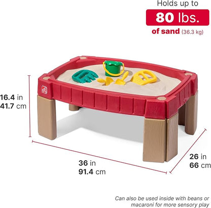 Step2 Naturally Playful Sand Table, Kids Sand Activity Sensory Table, 5 Piece Accessory Kit, Toddler Summer Outdoor Toys, 2+ Years Old