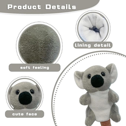 Farm 6pcs Finger Puppets Set, Cute Animal Puppet Mini Hand Puppets Role-Playing Story Animal Soft Plush Toy for Kids Monkey, Fox, Squirrel, Raccoon, Panda, Koala (jungle01)