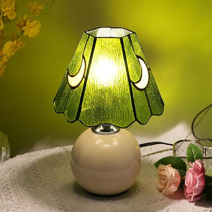 Mushroom Lamp Tiffany Stained Glass Moon lamp Cute Small Bedside Table Lamps for Living Room Home Decor,Girls Women Birthday Christmas Thanksgiving Day Gift,Green