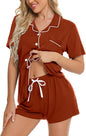 SWOMOG Womens Button Down Pajamas Set Short Sleeve Sleepwear Bride Soft Pj Lounge Sets XS-3XL