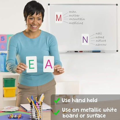 Magnetic Big Alphabet ABC Flash Cards - 26 Sturdy Uppercase Large Letters - for Classroom Teachers, Homeschool, ESL, Toddlers 2-4 Years, Kids and Adults