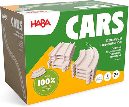 HABA Cars Expansion Set - 8 Pieces of Track - Sustainable Made from Recycled Wood - for Children from 2 Years