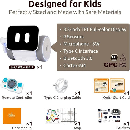 WhalesBot Pubbo Air Play & Education Robot for Kids, Voice & Touch & APP Control, STEM & Coding Robot with Multiple Sensors, Modular/Scratch Programming, Best Educational Gift for Boys & Girls Ages 6+