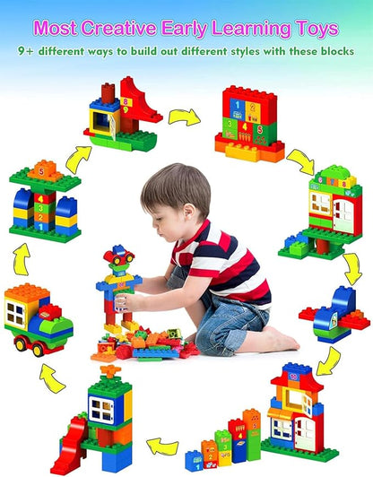 EP EXERCISE N PLAY Large Building Blocks Set Classic Big Size Bricks STEM Educational Toys for Toddlers 1-3 Years Compatible with Major Blocks, Ideal Gift for Pre-School Boy Girl Ages 3+