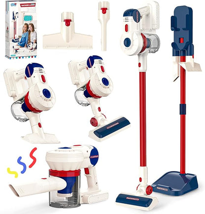 Kids Vacuum That Really Works, SMILESSKIDDO Kids Cleaning Toy Set - 3 in 1 Suction Design & Safe Material Toy Vacuum - Perfect Montessori Pretend Vacuum for Toddlers 3-8