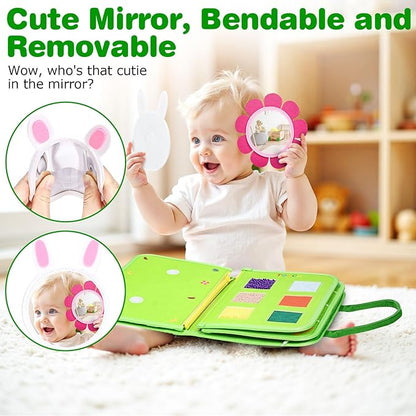 Busy Board Montessori Toys for Toddlers 1-3, Birthday Gifts for 1 2 3 4 Year Old Boy Girl, Autism Sensory Travel Toy, Educational Activity Book Board for Learning Fine Motor Skills Toys, Green