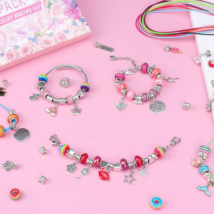 CLOYAN Charm Bracelet Making Kit for Girls, 115PCS Jewelry Making Kits for Girls with Beads, Jewelry Charms, String Necklace, Bracelets for DIY Craft, Jewelry Making Kit for Girls 8-12.
