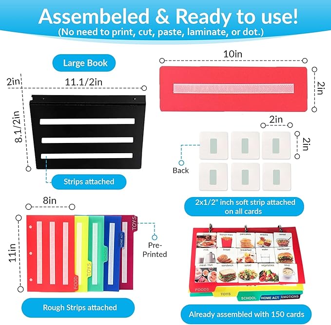 Visual Communication Book,162 ASD Photo Picture Cards: Autism Language Vocabulary, Speech Articulation Therapy, ADHD & Aprexia Learning (English Plastic Real Photo Book, Large)