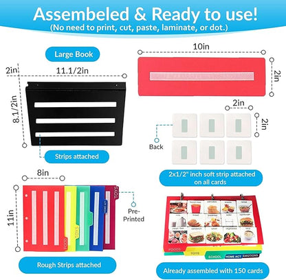 Visual Communication Book,162 ASD Photo Picture Cards: Autism Language Vocabulary, Speech Articulation Therapy, ADHD & Aprexia Learning (English Plastic Real Photo Book, Large)
