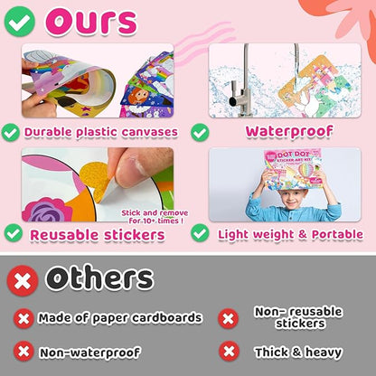 Insnug Dot Sticker Art Kit Activity - Dot It Unicorns & Princesses, No Mess Sticker Art for Toddlers 4-8, DIY Dot Stickers for Kids, Stickers Crafts Valentine Gifts for Boys & Girls Ages 3 4 5 6 7 8+