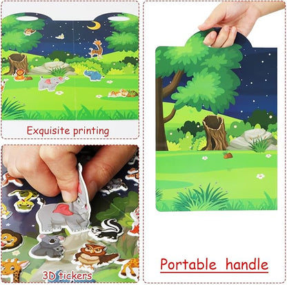3D Jungle Animals Puffy Sticker Play Set Gifts Sticker Book Zoo Animals Window Clings Decals Home Airplane Classroom Nursery Safari Party Supplies Decorations Removable 100 Reusable Puffy Stickers