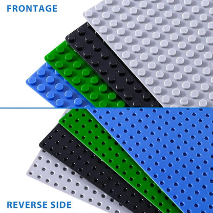 Classic Baseplates Building Plates, 2 Pack 10" x 10" Building Bases Compatible with All Major Brands, Classic Basplates for Bricks (Black)