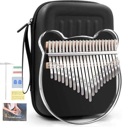 Acrylic Kalimba Thumb Piano,YUNDIE Portable 17 Keys Mbira Crystal Finger Piano, Musical Instruments Birthday Gift for Adult Beginners Professional(Clear) (21 Keys)