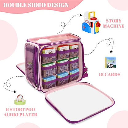 Carrying Case Compatible for Little Tikes Story Dream Machine Books Starter Set, Kids Toys Storage Carrier Bag with Handle and Shoulder Strap for Little Tikes for Storytime, Audio Play, Character