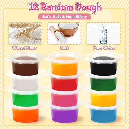 99 PCS 5 in 1 Dough Sets for Kids Ages 3-4-8, Art Crafts Dough Tools Kit, Ice Cream Playset Noodle Hamburger Cake Maker Machine, Dessert Rack, Kitchen Creations Food Play Toys Toddlers Boys Girls