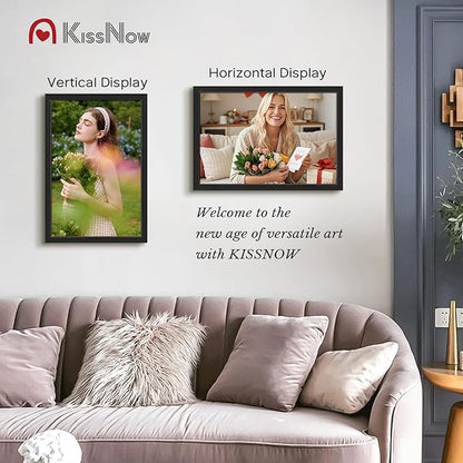 16x24 Poster Frame 2 Pack, Textured Black Solid Wood Picture Frame, Wall Hanging