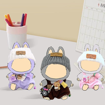 2025 New Clothes for Doll, 3-Piece Brown Set for 17cm Dolls, Includes Hat, Romper, Accessories, Perfect Fit, Easy to Dress, Complete Accessories for Endless Styling