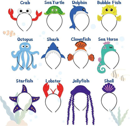 CiyvoLyeen 12Pcs Sea Animal Party Headband Under the Sea Themed Birthday New Year Party Favors for Students Costumes Dress-up Party