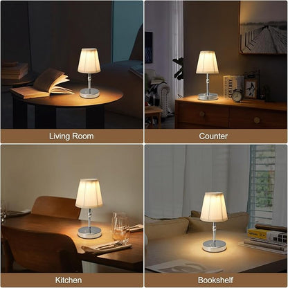 3000 mah Battery lamp,5W LED Small Touch Lamps,3 Color Temperature Dimmable Rechargeable Lamp,Cordless Lamp for Kitchen,Mini Lamps for Small Spaces (Chrome)