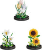 Botanical Flower Micro Blocks Set with Display Cover for Adults and Teens,600 PCS Mini Bricks Artificial Flowers for Birthday and Gift Idea for Significant Other, Lily,Sunflower and Tulip