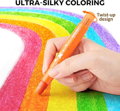 Jar Melo Glitter Crayons for Toddlers 1-3, Non-Toxic Washable Crayons for Kids, Ultra-Silky and Twist, Ideal Coloring Gift for Boys and Girls, 12 Colors
