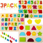 Wooden Puzzles for Toddlers, Voamuw Alphabet Number Shape Learning Puzzle for Kids Ages 3 4 5, Montessori Toys Preschool Education Chunky Jigsaw for Boys and Girls