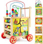 Wooden Activity Cube 6 in 1 Montessori Educational Learning Sensory Toys for 1 Year Old 12-18 Months Boys Girls First Birthday Gifts for Baby Toddler Toys Age 1-2 Bead Maze Shape Sorter Abacus