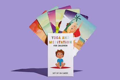 Kids Yoga and Meditation Flashcards, 24 Cards, Mindfulness Activities for Children