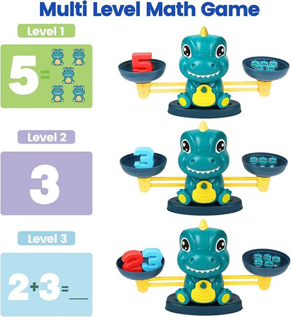 Dinosaur Math Balance Toys, Montessori Toys for 3 Years Old Kids, Toddler Educational Toys for 4 5 6 7 Year Old Boys and Girls - Birthday Gifts for Kids Ages 3-5 5-7