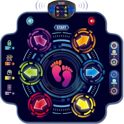 Kids Electronic Dance Pad with 6-Button & Wireless Bluetooth, Music Dance Game Mat with Built-in Music 9 Levels and 3 Modes, Birthday Gifts, Toys for Girls Ages 4-8, 8-12