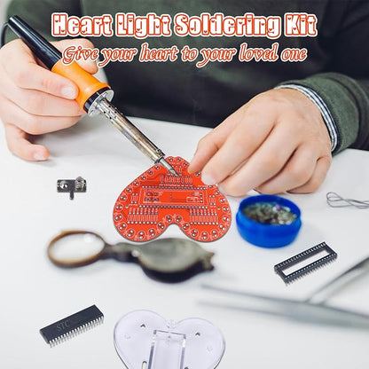 Soldering Practice Kit, ICSTATION Heart Shaped LED Light Soldering Project RGB LED DIY Electronic Kit for Beginners Diyers Student STEM Education and Father's Day Present