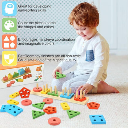 Toddler Toys for 1 2 3 4 5 6 Year Old Boys Girls Birthday Gifts,Montessori Wooden Educational Toys for Kids Learning Puzzles Shape Sorter Toy