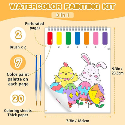 Paint with Water Coloring Books for Toddlers, Easter Theme Mess Free Watercolor Painting Papers for Kids Water Color Paint Kit Art Craft Birthday Gift for Ages 1-3, 4-8