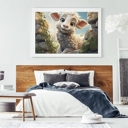 Sheep Thickened Wooden Jigsaw Puzzles 1000 Pieces 3D Animal for Adults Fun Education Game Home Decoration Toy Intellectual Game Stress Relief Toy Premium & Durable 1000pcs (75x50cm)